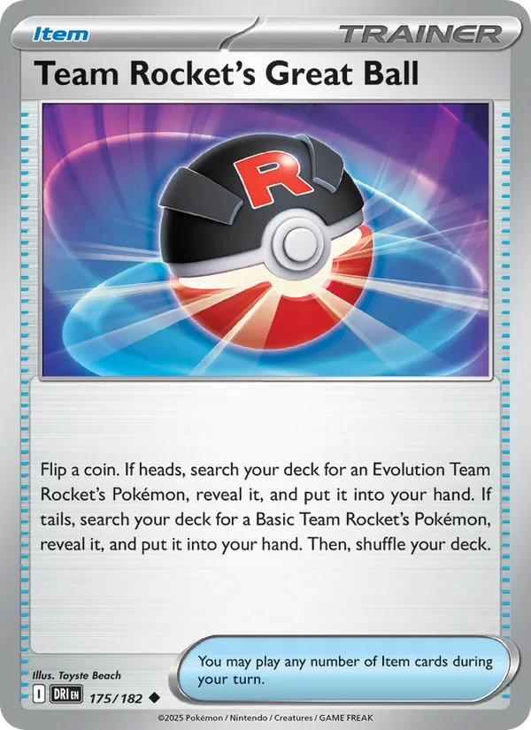 Team Rocket's Great Ball card from Destined Rivals, number 175/182