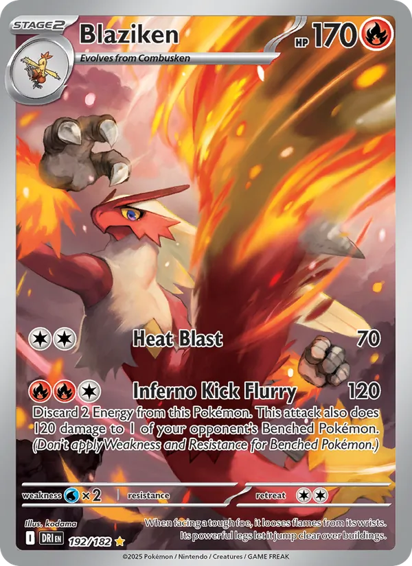 Blaziken card from Destined Rivals, number 192/182