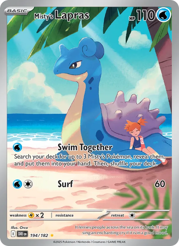 Misty's Lapras card from Destined Rivals, number 194/182