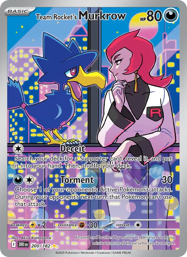 Team Rocket's Murkrow card from Destined Rivals, number 200/182