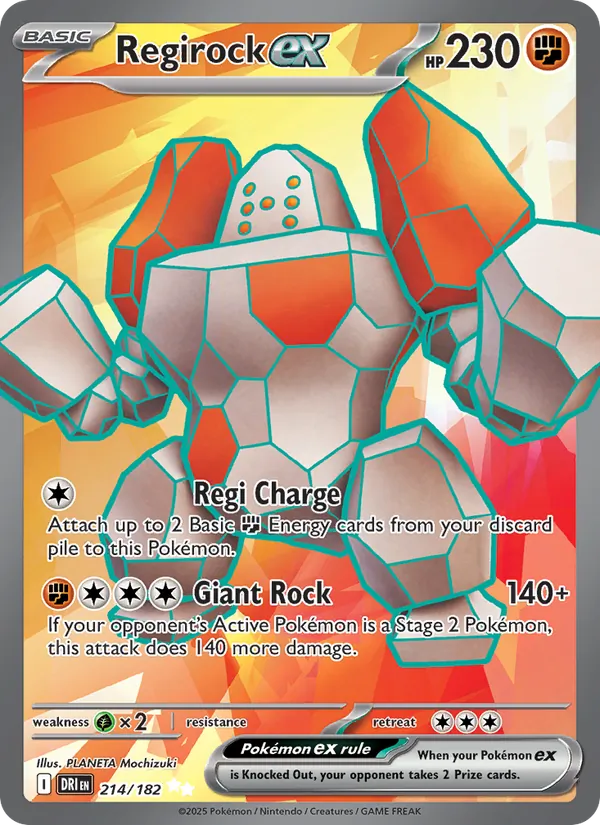 Regirock ex card from Destined Rivals, number 214/182