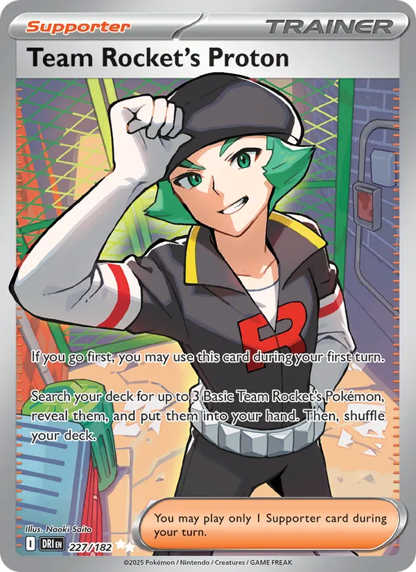 Team Rocket's Proton card from Destined Rivals, number 227/182