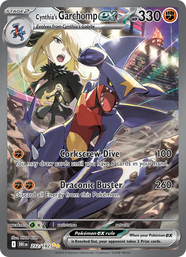 Cynthia's Garchomp ex card from Destined Rivals, number 232/182