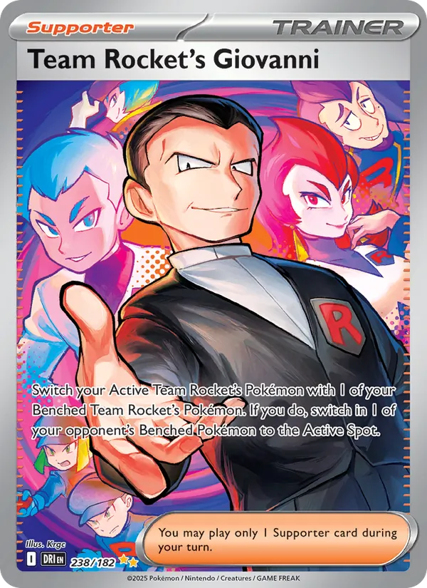 Team Rocket's Giovanni card from Destined Rivals, number 238/182