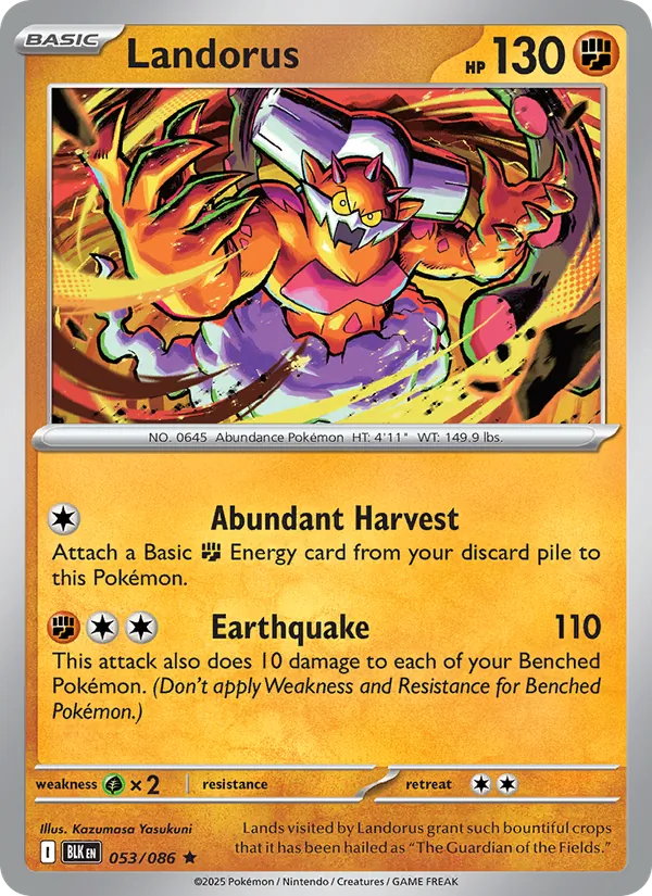 Landorus card from Black Bolt, number 053/86