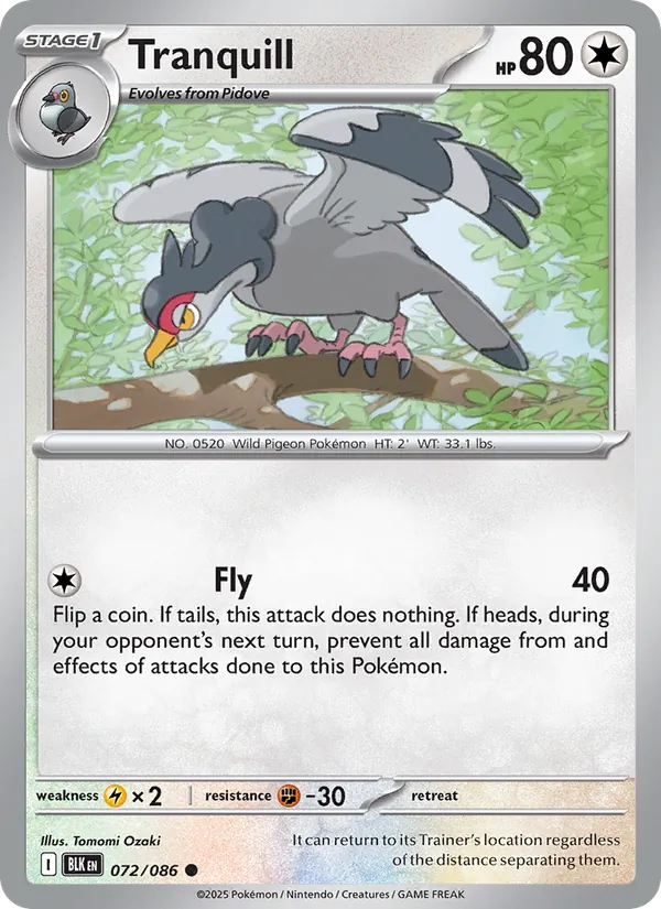 Tranquill card from Black Bolt, number 072/86