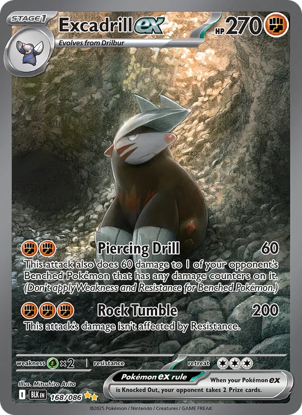 Excadrill ex card from Black Bolt, number 168/86