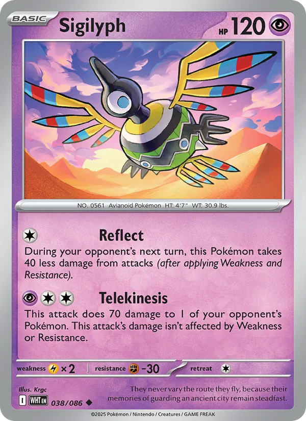 Sigilyph card from White Flare, number 038/86