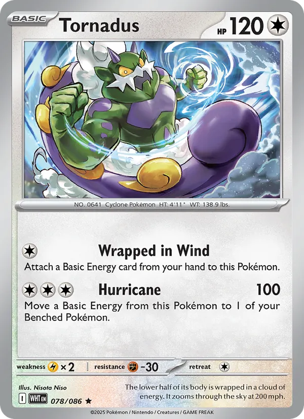 Tornadus card from White Flare, number 078/86