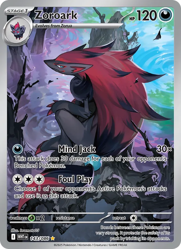 Zoroark card from White Flare, number 143/86