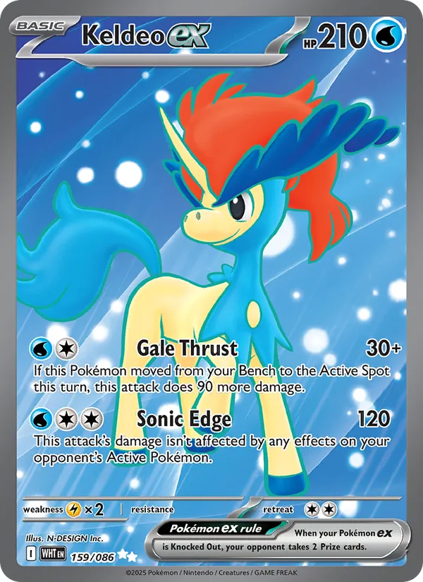 Keldeo ex card from White Flare, number 159/86