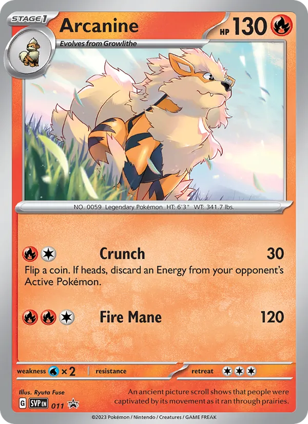 Kartu Arcanine dari SVP Black Star Promos, nomor 011/225