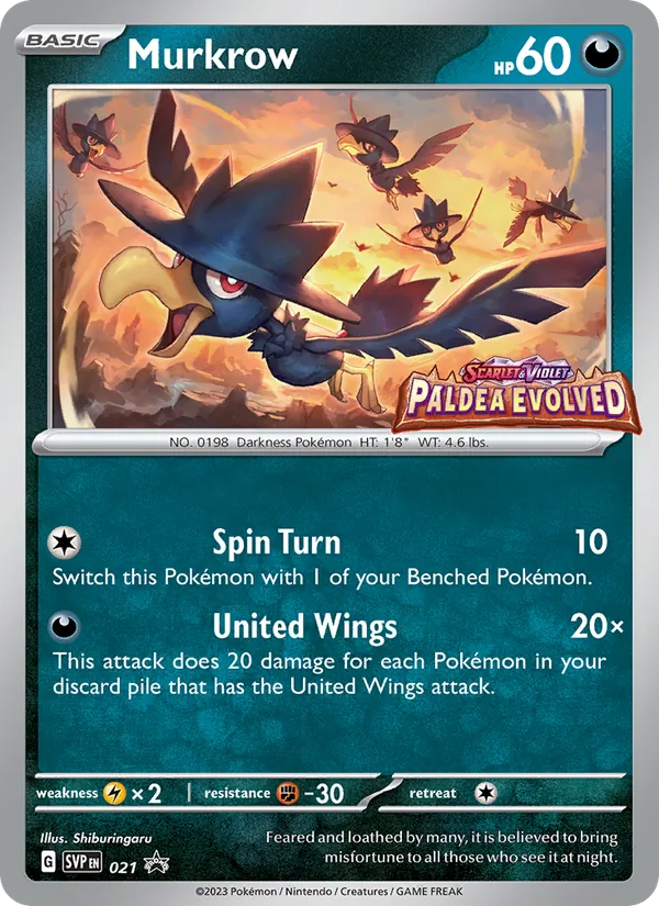 Kartu Murkrow dari SVP Black Star Promos, nomor 021/225