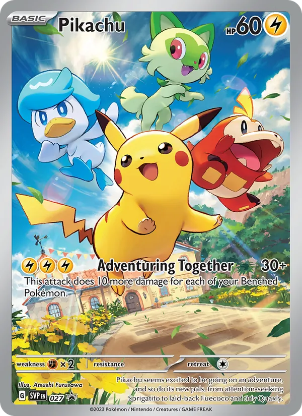 Pikachu card from SVP Black Star Promos, number 027/225