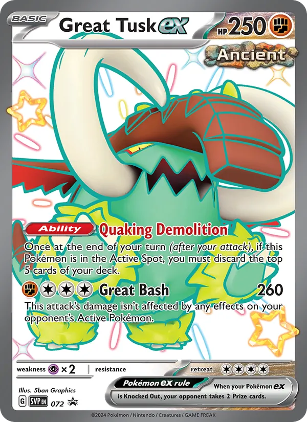 Kartu Great Tusk ex dari SVP Black Star Promos, nomor 072/225