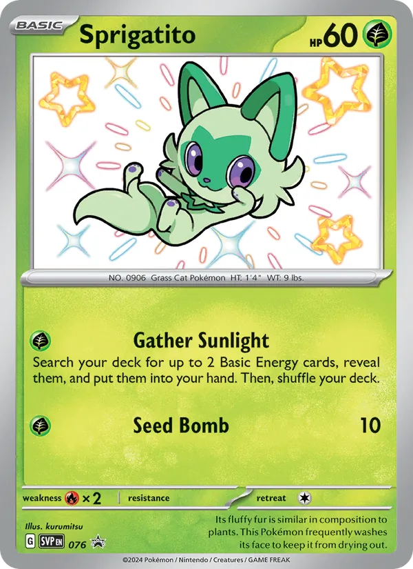 Kaart Sprigatito uit SVP Black Star Promos, nummer 076/225