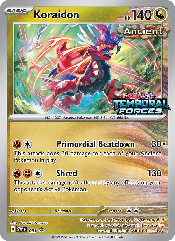 Koraidon card from SVP Black Star Promos, number 091/225