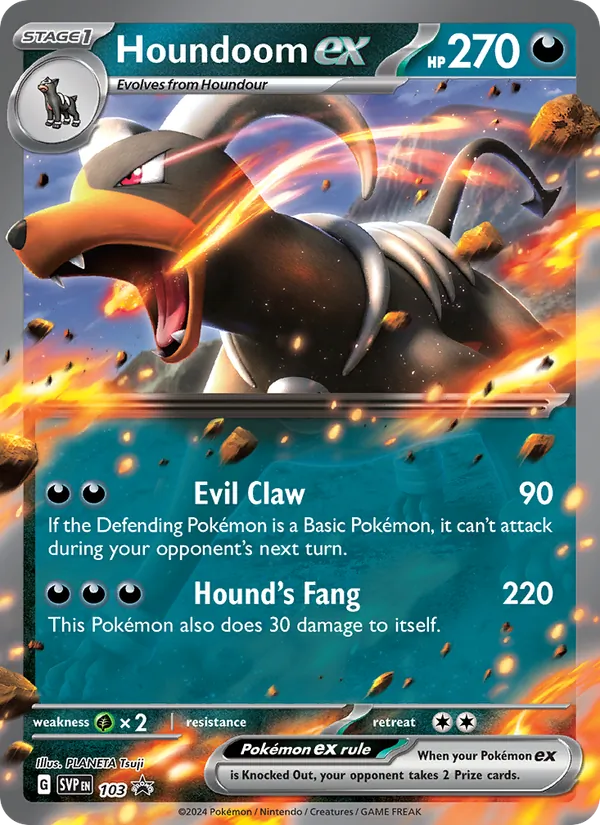 Houndoom ex card from SVP Black Star Promos, number 103/225
