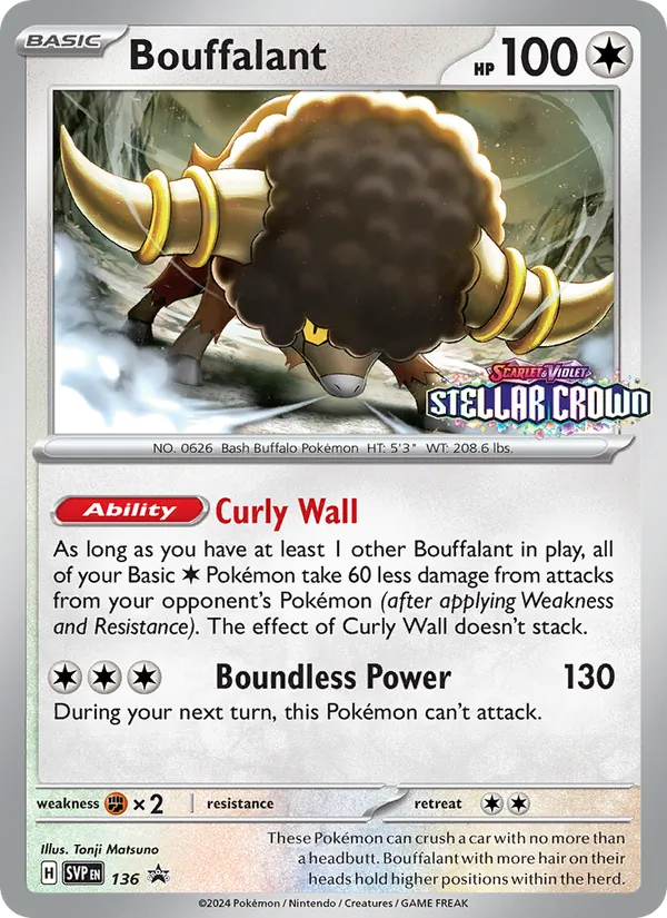 Bouffalant card from SVP Black Star Promos, number 136/225
