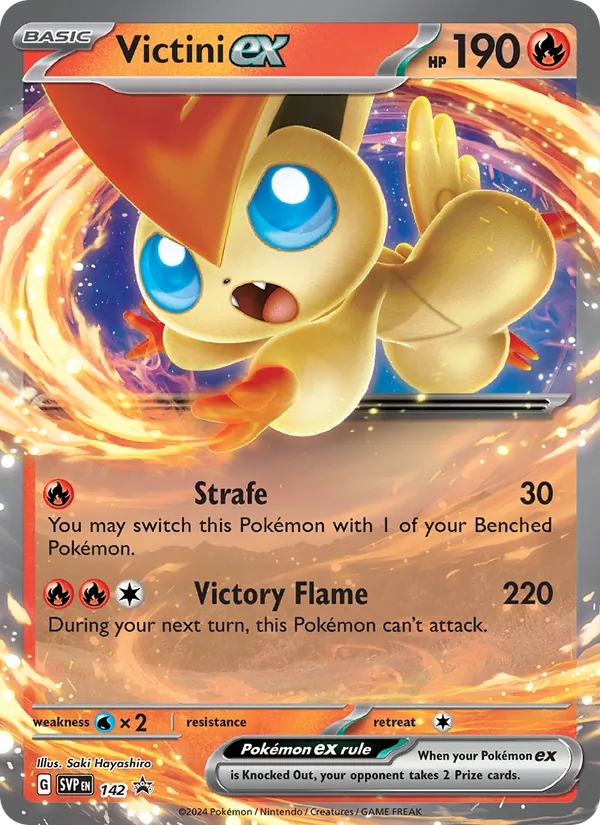 Victini ex card from SVP Black Star Promos, number 142/225