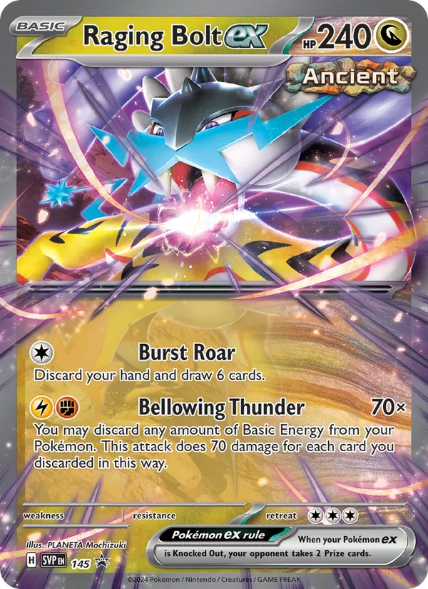 Kartu Raging Bolt ex dari SVP Black Star Promos, nomor 145/225