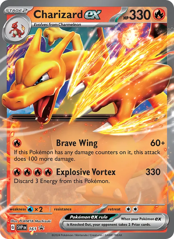 Kartu Charizard ex dari SVP Black Star Promos, nomor 161/225
