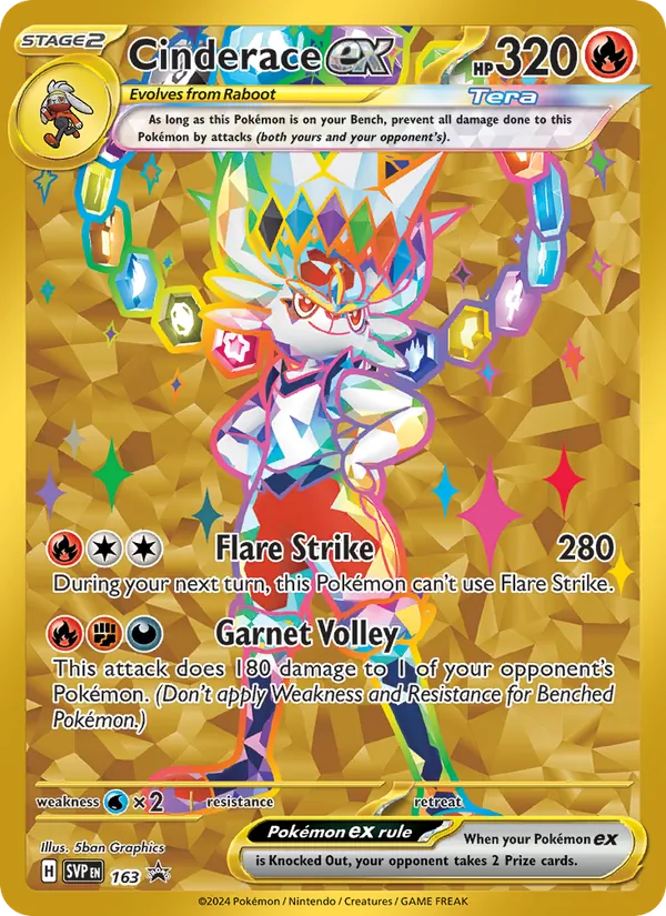 Kartu Cinderace ex dari SVP Black Star Promos, nomor 163/225