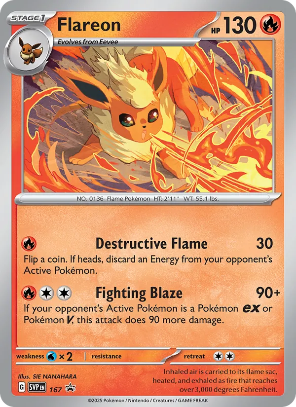 Kartu Flareon dari SVP Black Star Promos, nomor 167/225