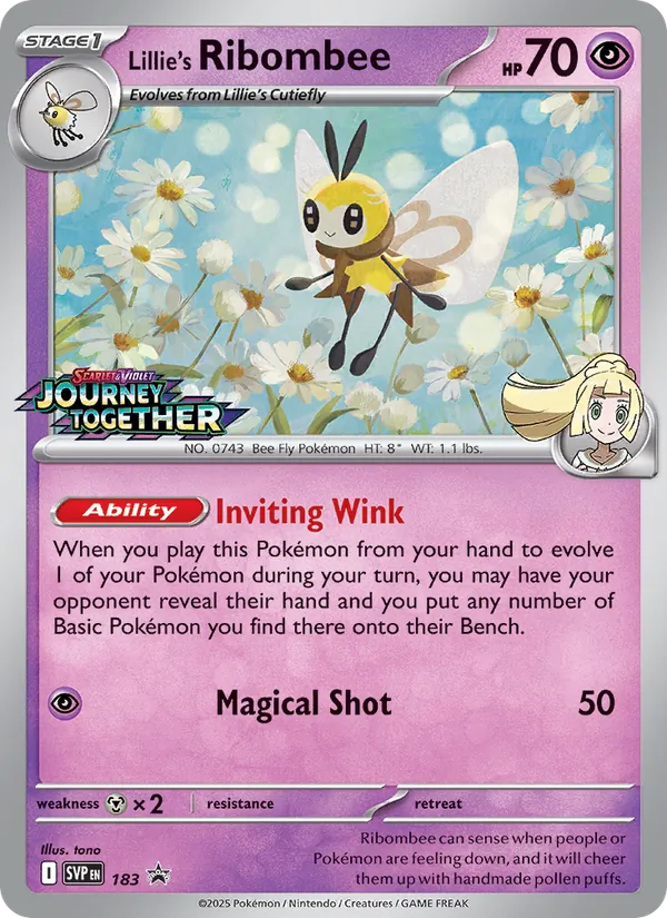 Lillie's Ribombee card from SVP Black Star Promos, number 183/225
