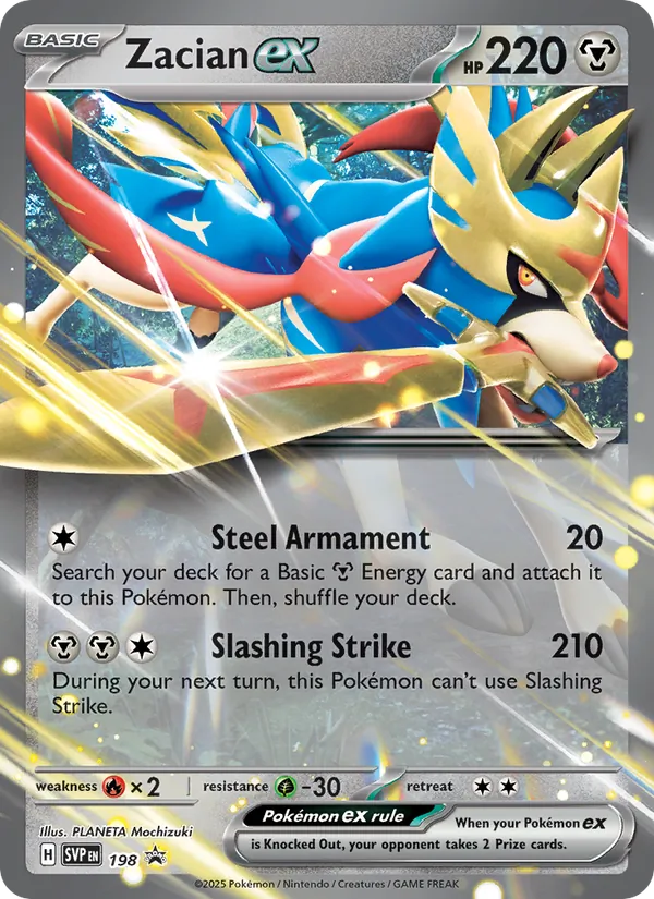 Kartu Zacian ex dari SVP Black Star Promos, nomor 198/225
