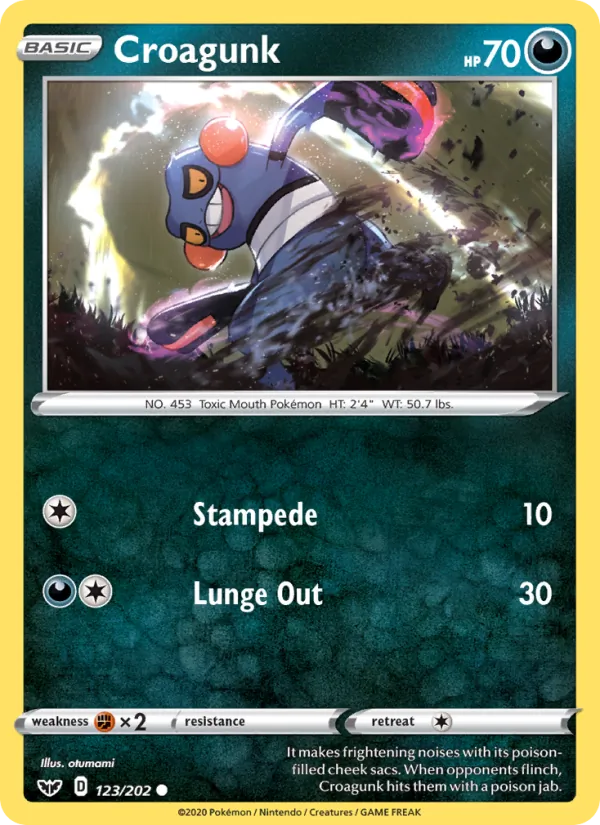 Kartu Croagunk dari Sword & Shield, nomor 123/202