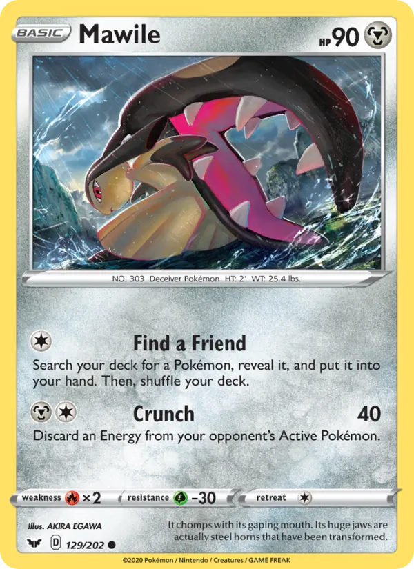 Kaart Mawile uit Sword & Shield, nummer 129/202
