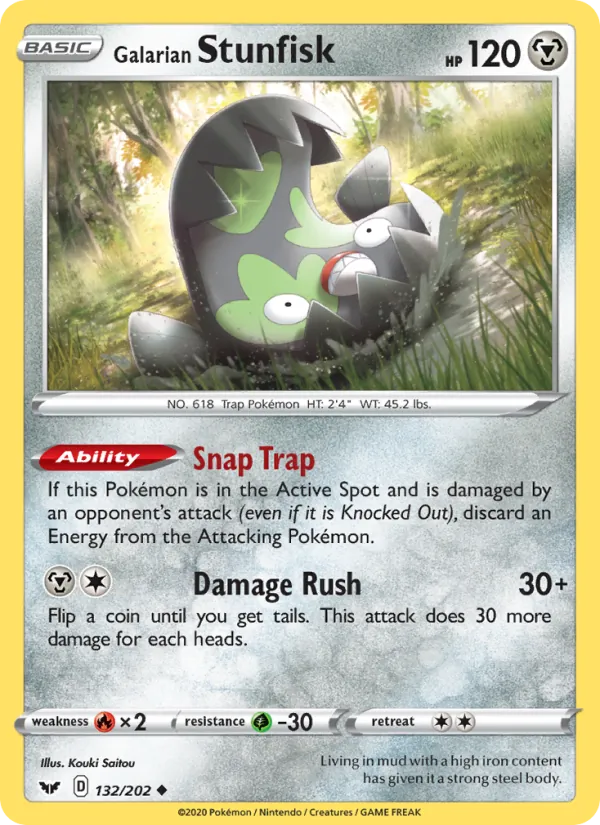 Kartu Galarian Stunfisk dari Sword & Shield, nomor 132/202