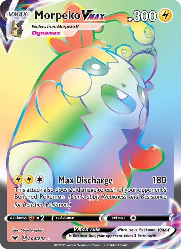 Morpeko VMAX card from Sword & Shield, number 204/202
