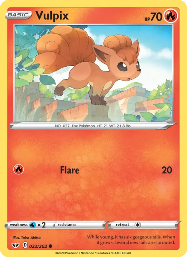 Kartu Vulpix dari Sword & Shield, nomor 22/202