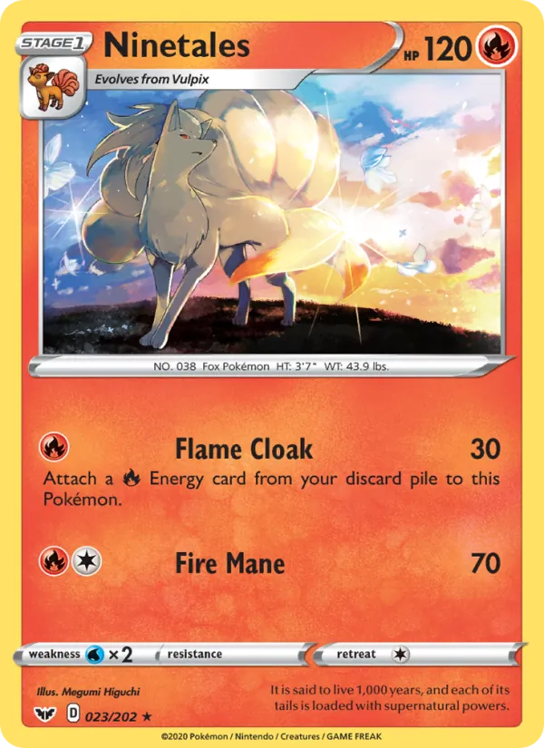 Kartu Ninetales dari Sword & Shield, nomor 23/202