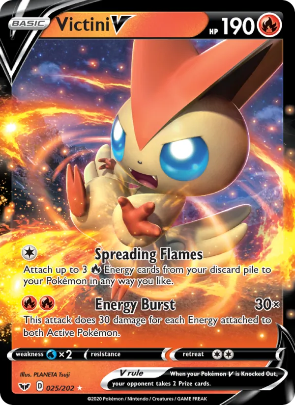 Kaart Victini V uit Sword & Shield, nummer 25/202