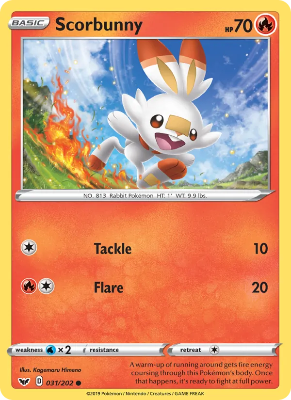 Kaart Scorbunny uit Sword & Shield, nummer 31/202