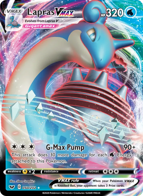 Kartu Lapras VMAX dari Sword & Shield, nomor 50/202