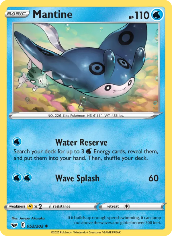 Kartu Mantine dari Sword & Shield, nomor 52/202