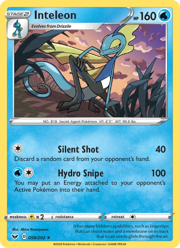 Inteleon card from Sword & Shield, number 59/202