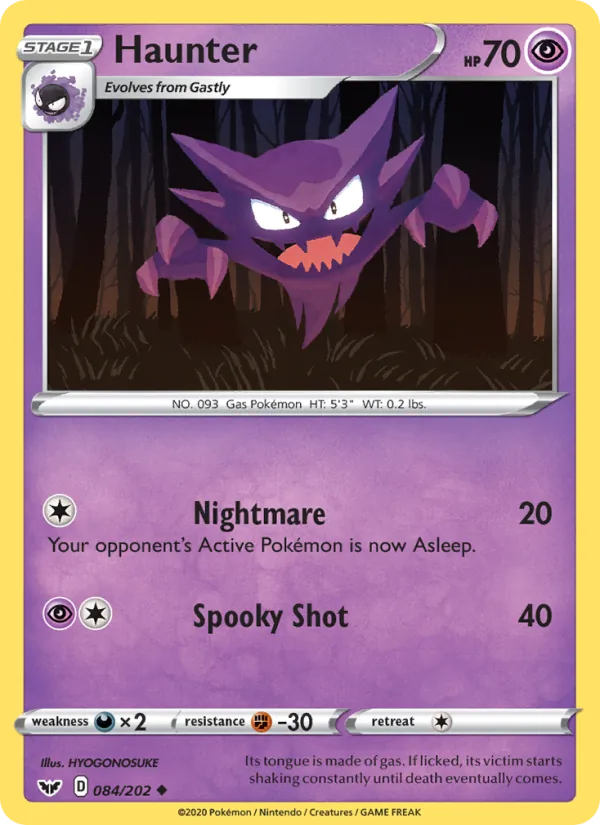 Kartu Haunter dari Sword & Shield, nomor 84/202