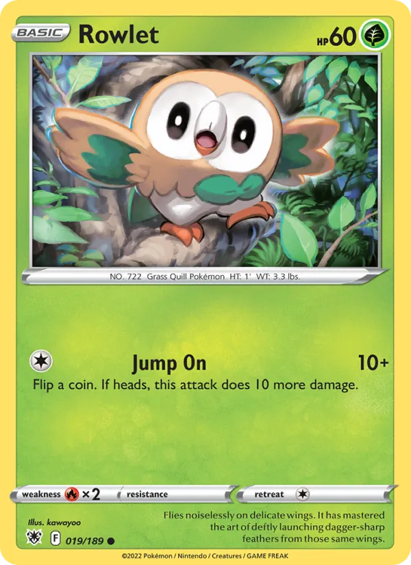 Kaart Rowlet uit Astral Radiance, nummer 019/189