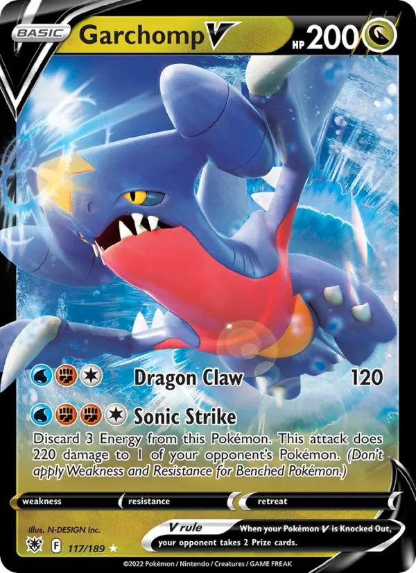 Kartu Garchomp V dari Astral Radiance, nomor 117/189