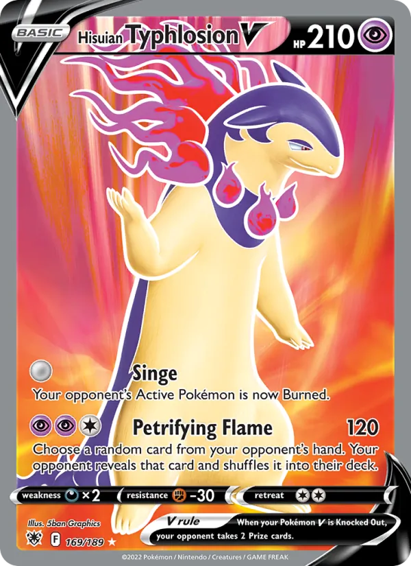 Kartu Hisuian Typhlosion V dari Astral Radiance, nomor 169/189