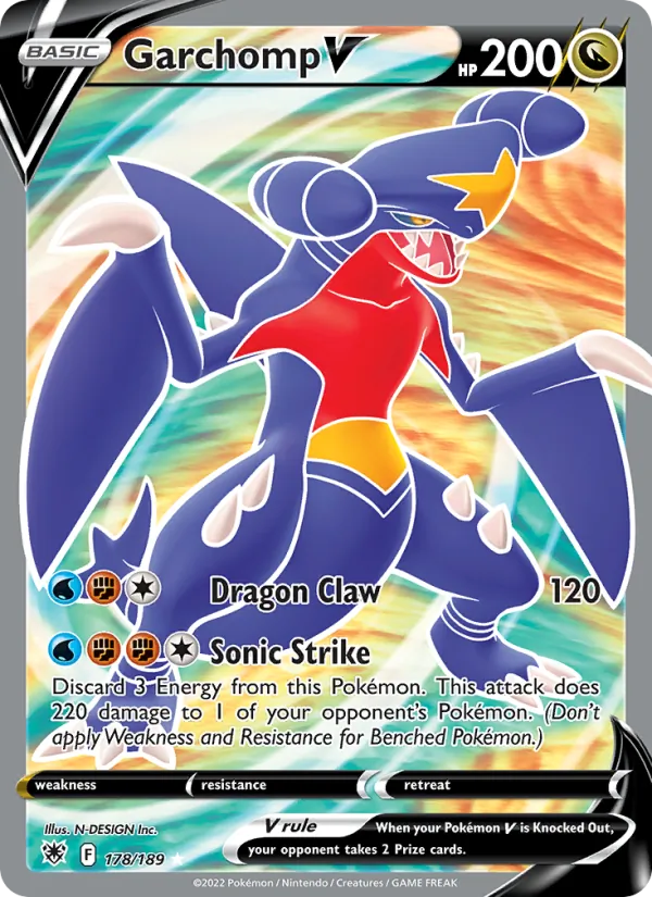 Garchomp V card from Astral Radiance, number 178/189