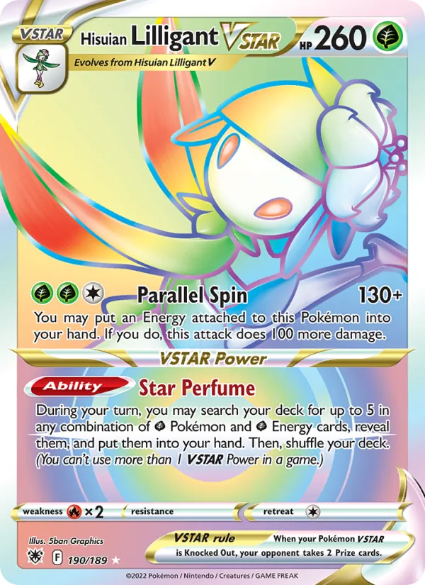 Hisuian Lilligant VSTAR card from Astral Radiance, number 190/189
