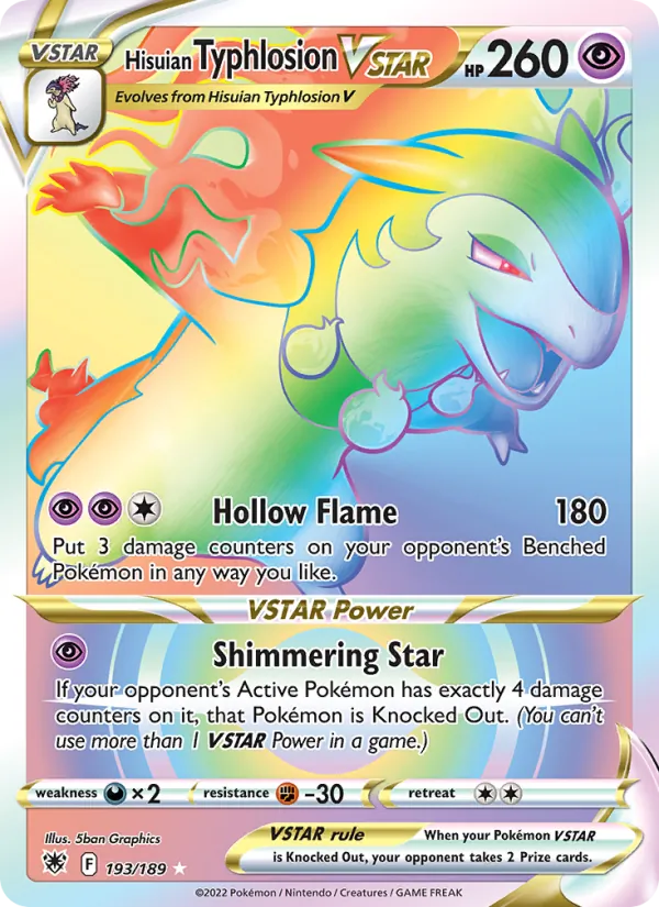 Hisuian Typhlosion VSTAR card from Astral Radiance, number 193/189