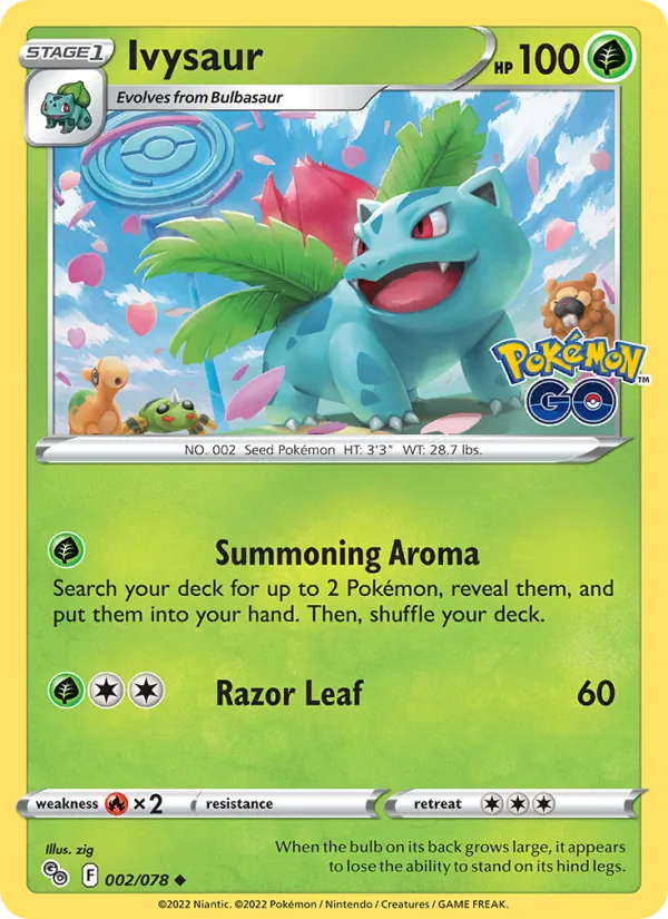 Kartu Ivysaur dari Pokémon GO, nomor 002/78