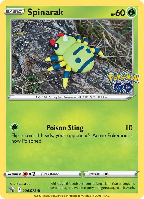 Kaart Spinarak uit Pokémon GO, nummer 006/78